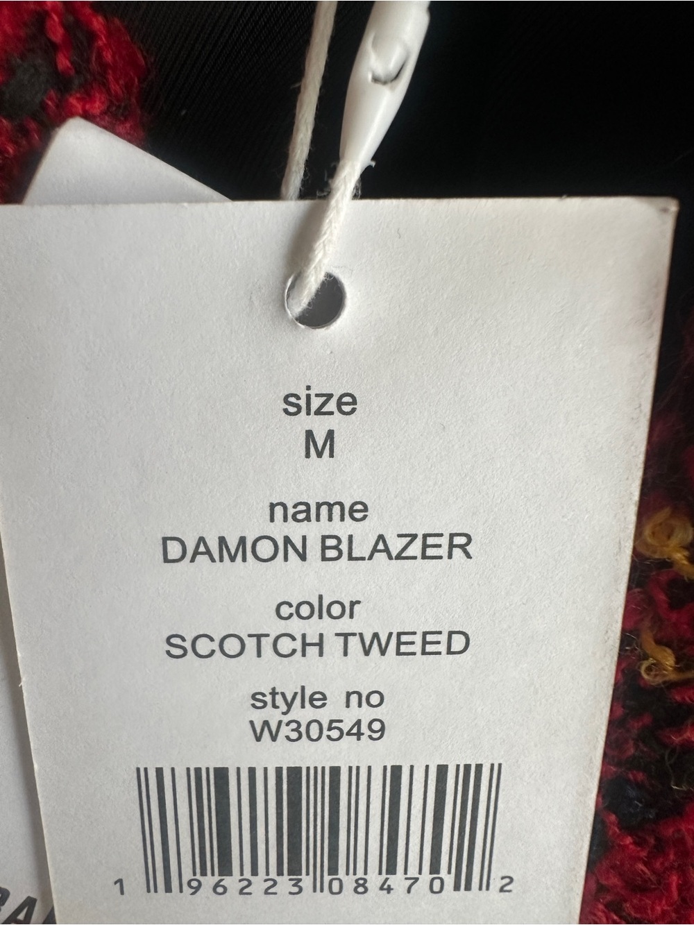 Walter Baker Red Plaid Tweed Blazer with Fringe Trim - Picture 4 of 4